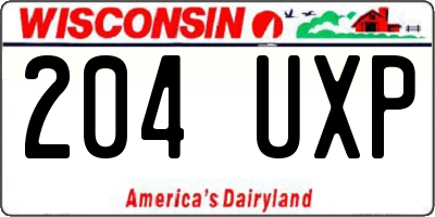 WI license plate 204UXP