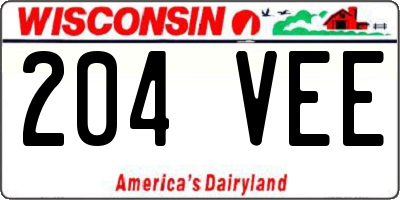 WI license plate 204VEE