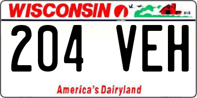 WI license plate 204VEH