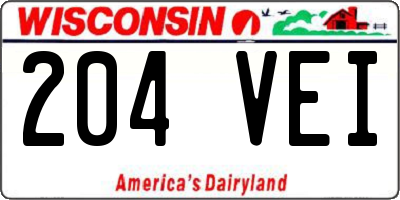 WI license plate 204VEI