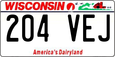 WI license plate 204VEJ