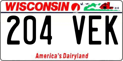 WI license plate 204VEK