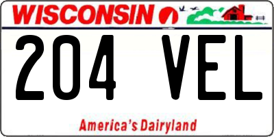 WI license plate 204VEL