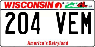 WI license plate 204VEM