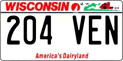 WI license plate 204VEN