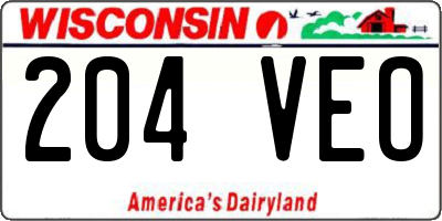 WI license plate 204VEO