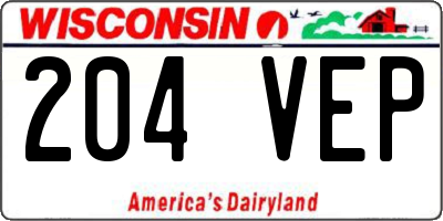 WI license plate 204VEP