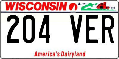 WI license plate 204VER