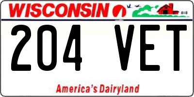 WI license plate 204VET