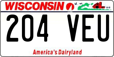WI license plate 204VEU