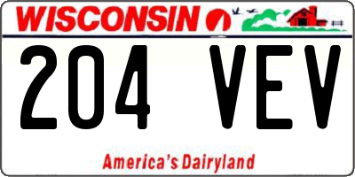 WI license plate 204VEV
