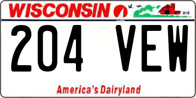 WI license plate 204VEW