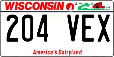 WI license plate 204VEX