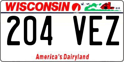 WI license plate 204VEZ