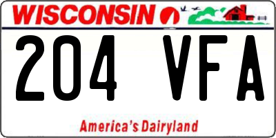 WI license plate 204VFA
