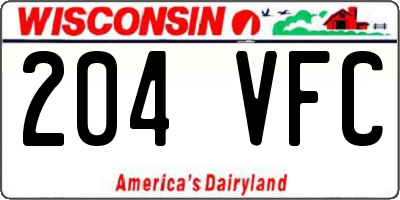 WI license plate 204VFC