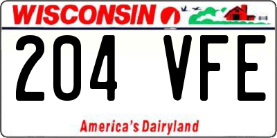 WI license plate 204VFE