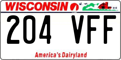 WI license plate 204VFF