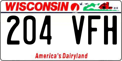 WI license plate 204VFH