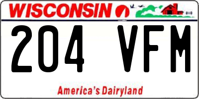 WI license plate 204VFM