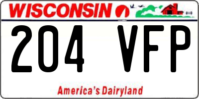 WI license plate 204VFP