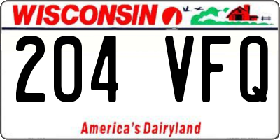 WI license plate 204VFQ