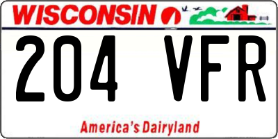 WI license plate 204VFR