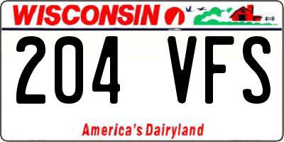 WI license plate 204VFS