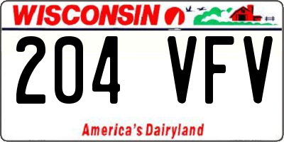 WI license plate 204VFV