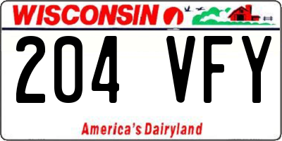 WI license plate 204VFY