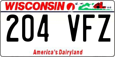 WI license plate 204VFZ