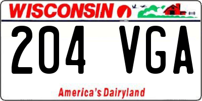 WI license plate 204VGA