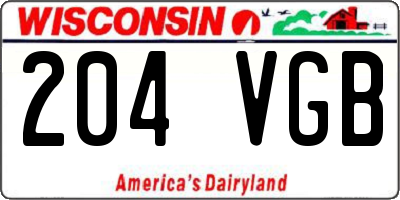 WI license plate 204VGB