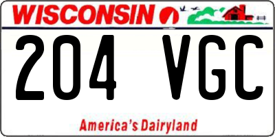 WI license plate 204VGC