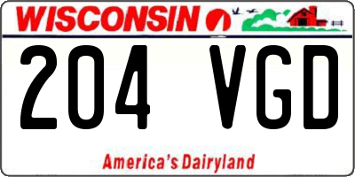 WI license plate 204VGD