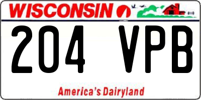WI license plate 204VPB