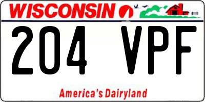 WI license plate 204VPF