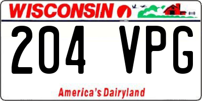 WI license plate 204VPG