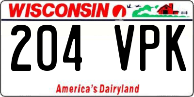 WI license plate 204VPK