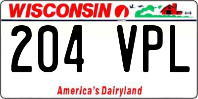 WI license plate 204VPL