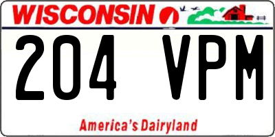 WI license plate 204VPM