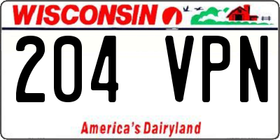 WI license plate 204VPN