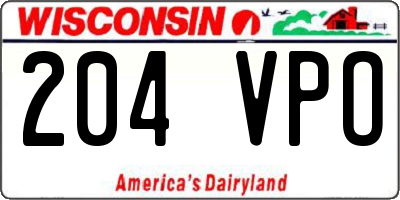 WI license plate 204VPO