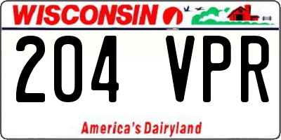 WI license plate 204VPR