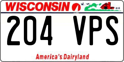 WI license plate 204VPS