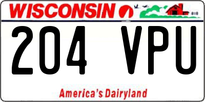 WI license plate 204VPU