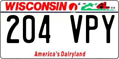 WI license plate 204VPY