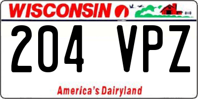 WI license plate 204VPZ