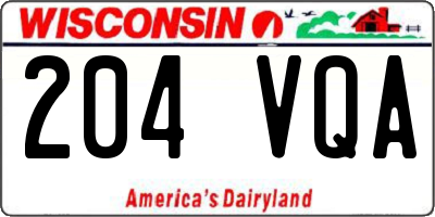 WI license plate 204VQA