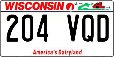 WI license plate 204VQD